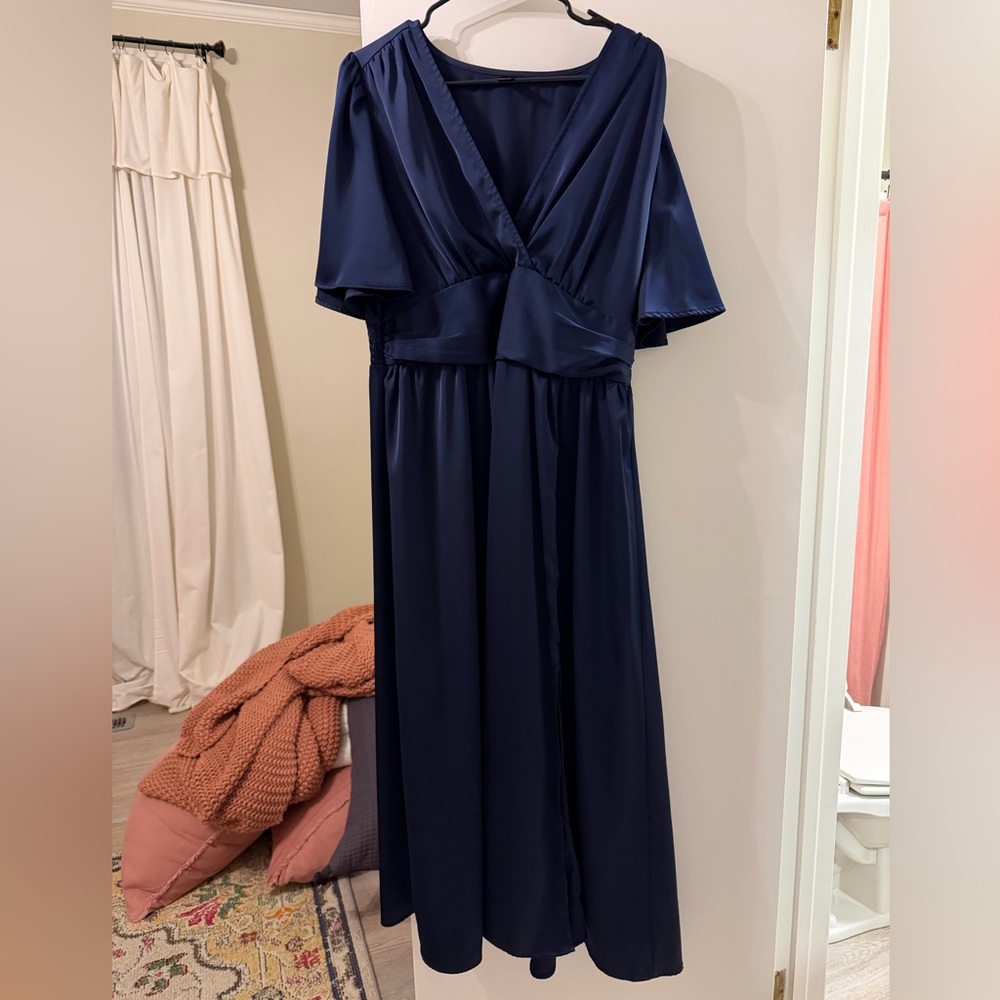 SHEIN Blue Satin Maxi Dress